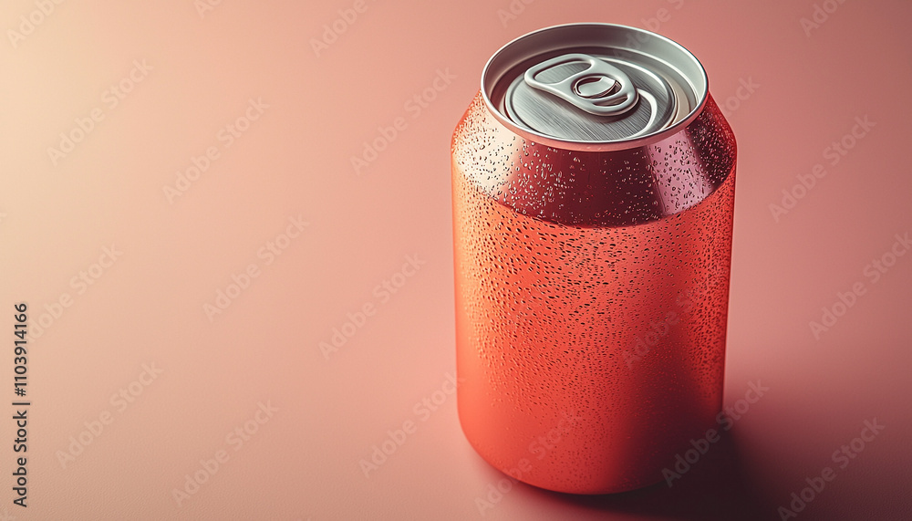 Refreshing soda in metal can, wet with freshness generated by AI Refreshing soda in metal can, wet with freshness generated by AI