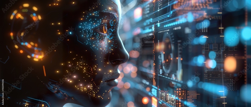 High-Tech Financial Analytics Engine with Quantum Computing: Futuristic Data Processing Display for Business Presentations and Reports High-Tech Financial Analytics Engine with Quantum Computing: Futuristic Data Processing Display for Business Presentations and Reports