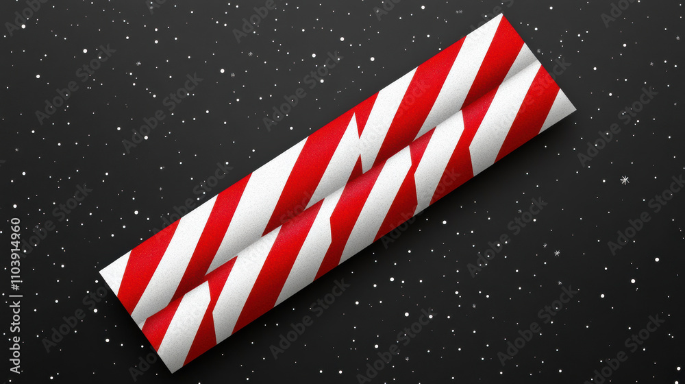 Obraz premium Red and white striped Christmas candy on dark background with snowflakes, creating festive and cheerful atmosphere