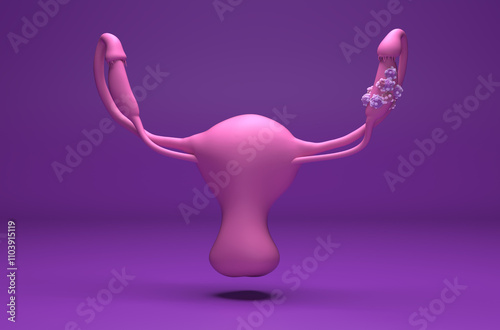 Ovarian cancer – isometric view 3d illustration photo