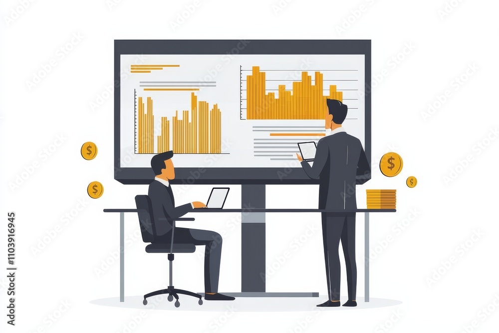 Conceptual flat business illustration on isolated white background Conceptual flat business illustration on isolated white background