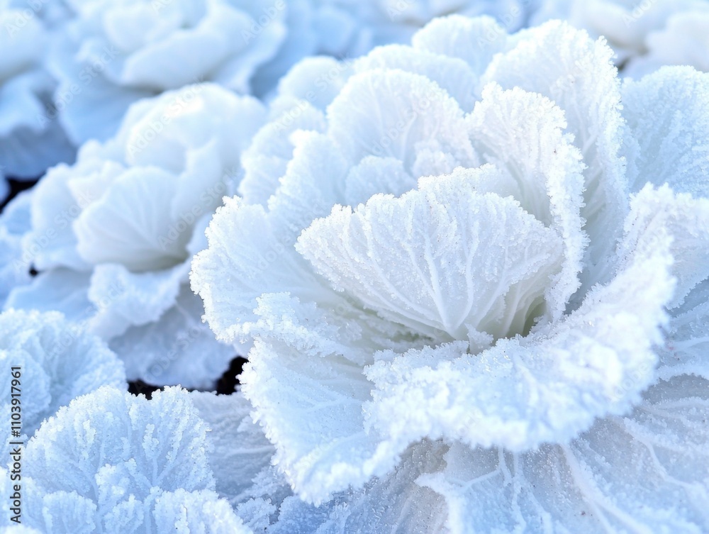 Winter garden action captivating vegetables in a frosty landscape close-up view of delicate plants nature's beauty in a chilly environment Winter garden action captivating vegetables in a frosty landscape close-up view of delicate plants nature's beauty in a chilly environment