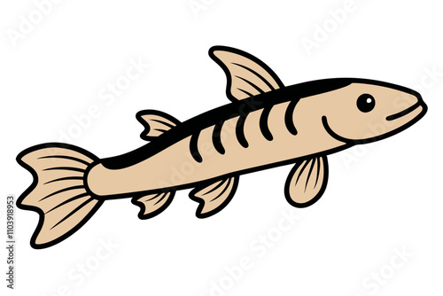 Cute Polypterus Ornatipinnis Bichir Fish Icon.