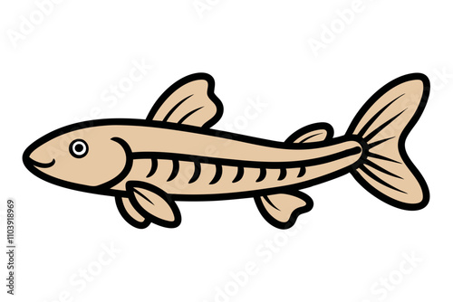 Cute Polypterus Ornatipinnis Bichir Fish Icon.