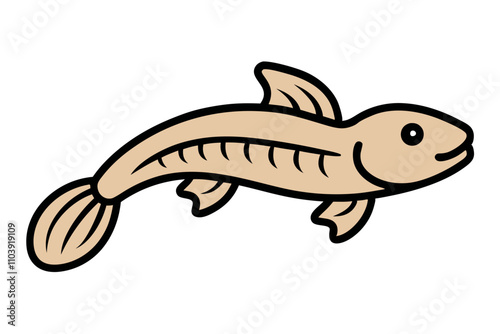 Cute Polypterus Ornatipinnis Bichir Fish Icon.