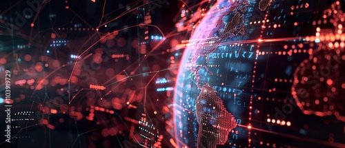 Global Network Connectivity: A Visual Representation of High-Speed Data Transfer and Cyber Technology photo