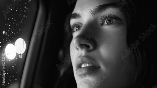 Close-up de Beleza Feminina: Glamour e Maquiagem em Estúdio com Toque Noir