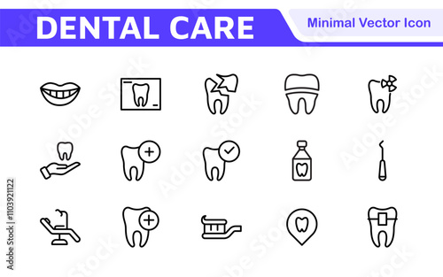 Dental Icon Set. A comprehensive collection of vibrant and professional icons for dental practices, perfect for patient communication to promote oral health awareness.
