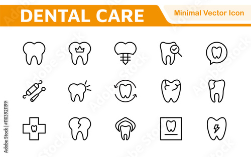 Dental Icon Set. A comprehensive collection of vibrant and professional icons for dental practices, perfect for patient communication to promote oral health awareness.