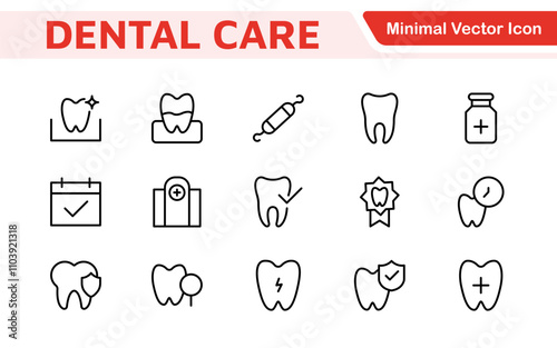 Dental Icon Set. A comprehensive collection of vibrant and professional icons for dental practices, perfect for patient communication to promote oral health awareness.