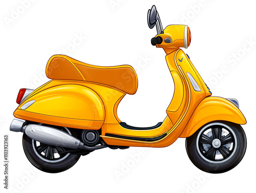 Yellow scooter, white isolated background photo