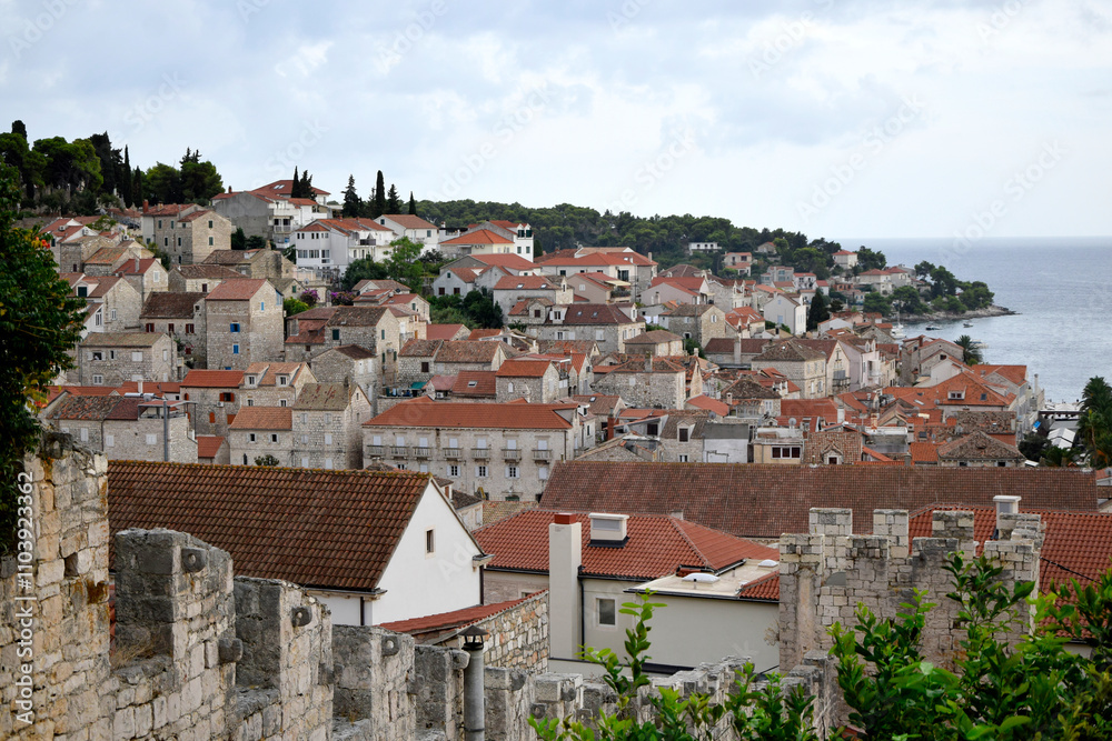 Obraz premium Panoramic view of Hvar, Croatia. Island of Hvar, Croatia