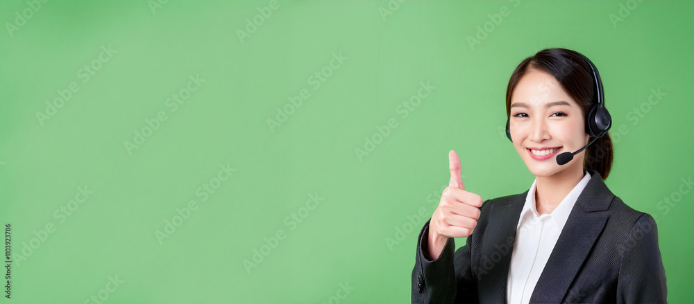 いいねをしている20代のオペレーターのアジア人の女性。(An Asian female operator in her 20s is giving a thumbs up.)
いいねをしている20代のオペレーターのアジア人の女性。(An Asian female operator in her 20s is giving a thumbs up.)