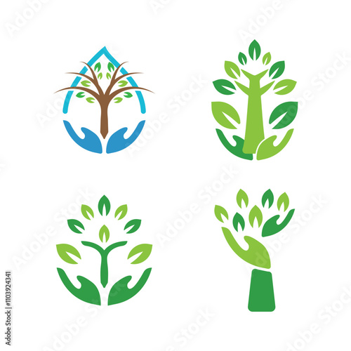 Hand Tree Logo Template Icon