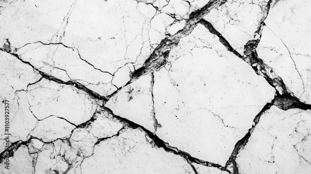 Cracked marble surface with intricate patterns and textures revealing geological history Cracked marble surface with intricate patterns and textures revealing geological history