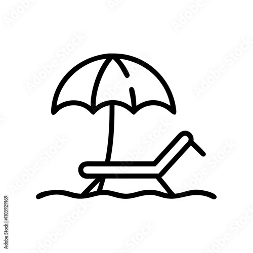Good icon of a sun lounger under a beach umbrella
