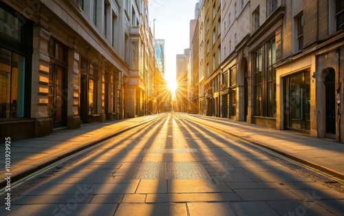 Golden Sunrise on a City Street