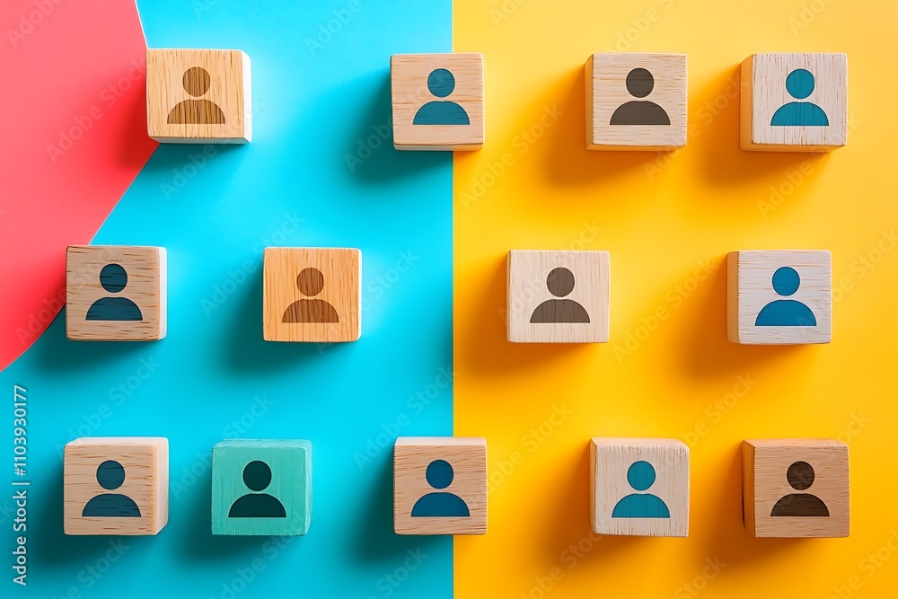Minimalist Flat Lay Wooden Blocks Representing Employee Segmentation Minimalist Flat Lay Wooden Blocks Representing Employee Segmentation