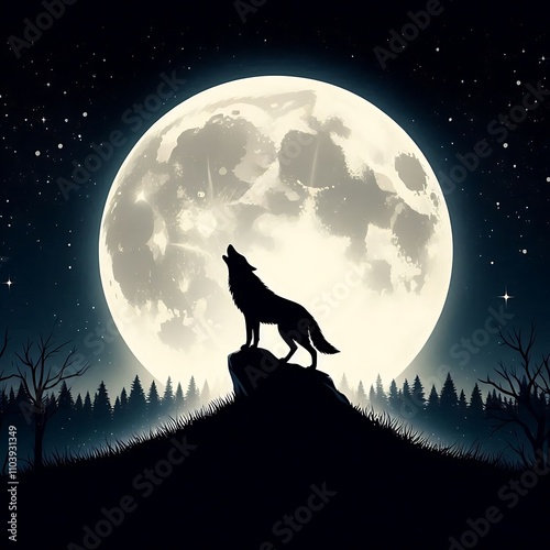wolf howling at the moon