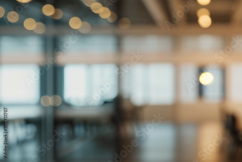 Blurred office interior. Abstract office space, conveying calm and productivity. Soft light, modern design.