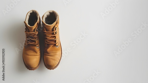 Tan Leather Boots on a White Background