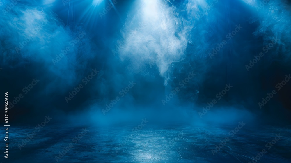 Blue Smoke Filled Room With Spotlights Blue Smoke Filled Room With Spotlights