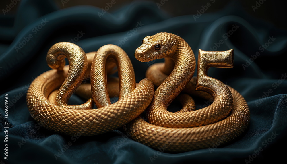 Fototapeta premium Golden Snake Coiled Around 