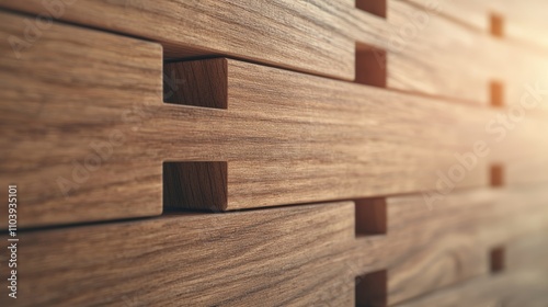 Intricate Wooden Puzzle, Close-up of seamless click-lock joint