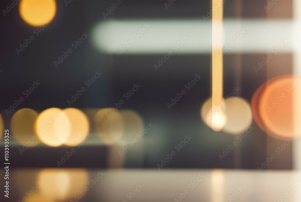 Blurred city lights night. Abstract urban scene at night, conveying tranquility and calm.  Soft focus on lights and reflections.