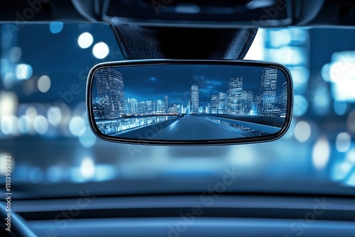 Car rear view mirror inside the car. 