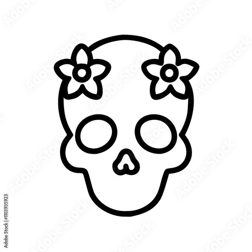Good icon of a sugar skull with floral decoration
