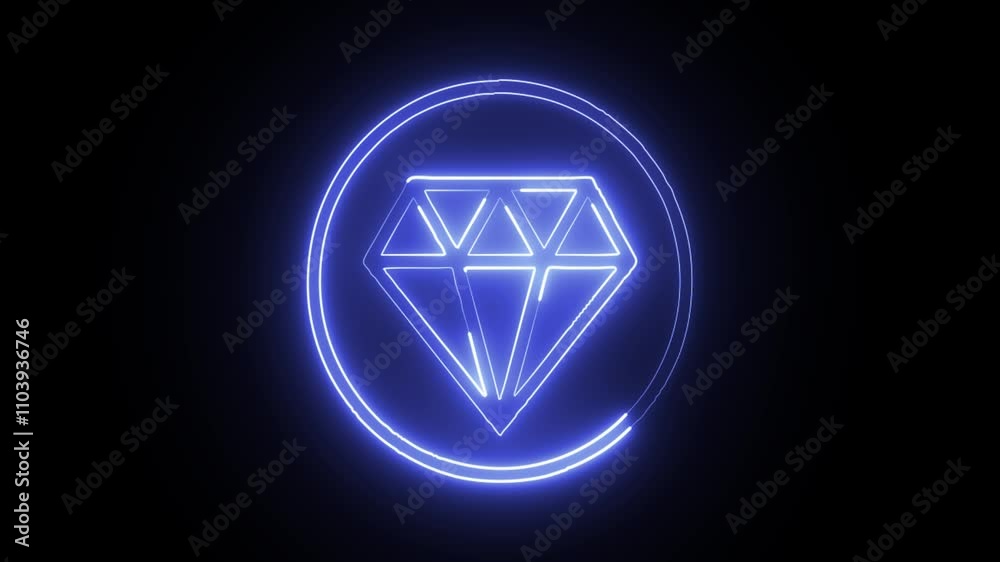 glowing neon gem icon isolated on black background. HD video motion graphic animation glowing neon gem icon isolated on black background. HD video motion graphic animation