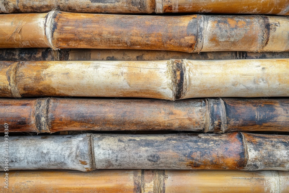 Textured Bamboo Sticks Layered Together Creating a Natural Rustic Background for Design Textured Bamboo Sticks Layered Together Creating a Natural Rustic Background for Design
