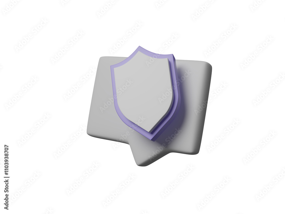 3D Shield icon isolated on transparent background, symbolizing verification or security and protection, checkmark in minimalist style. Security technology concept. Account verify pictogram. 3d render
