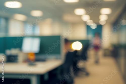 Wallpaper Mural Blurred office scene. Abstract office background, conveying a sense of calm productivity and teamwork.  Subtle lighting enhances the tranquil atmosphere. Torontodigital.ca