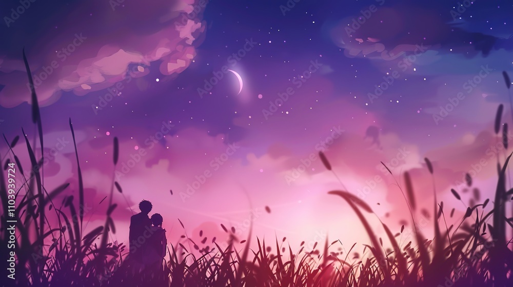 Romantic Sky and Grass Background Image Romantic Sky and Grass Background Image