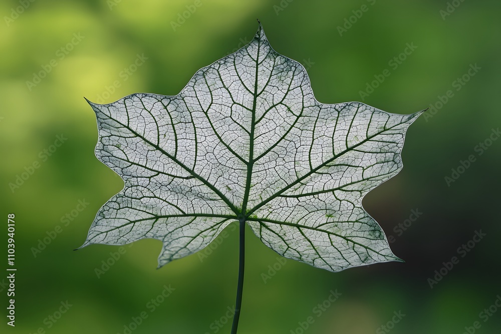 Fototapeta premium intricate leaf skeleton with delicate veins in a macro photography close-up against a soft green background