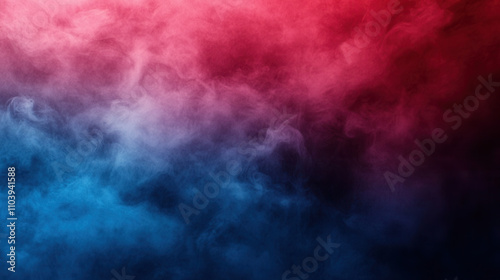 Vibrant blue and red smoke blend creates dynamic, grunge texture. This abstract background evokes sense of energy and movement, perfect for various creative projects