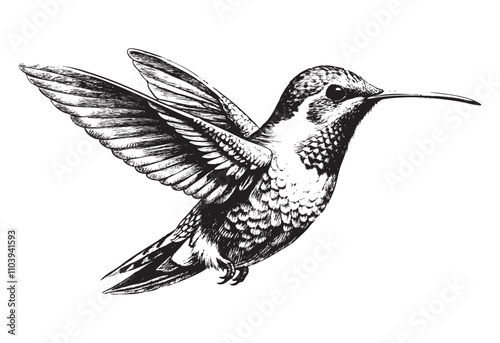 Hummingbird  sketch hand dawn drawing vector illustration
