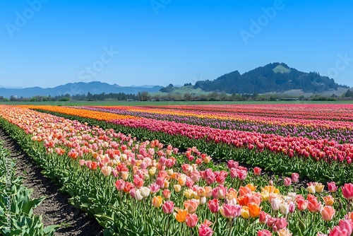 Wallpaper Mural tulip field with colorful tulips and vibrant flowers in a spring landscape featuring red, yellow, and pink tulips Torontodigital.ca