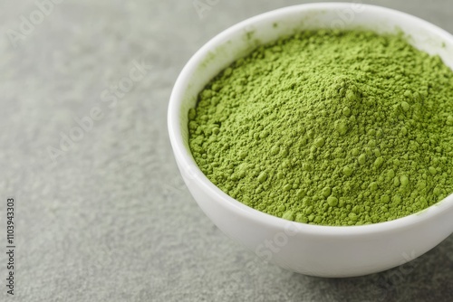 Benefits and advantages of eating matcha. Contains substances that help balance the body and weight loss. Close-up of frothy matcha with powder visible, symbolizing energy-boosting nutrients.