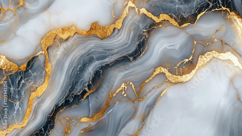 Bright and Elegant Marble Surface with Grey and Gold Detailing for Interior Wallpaper 