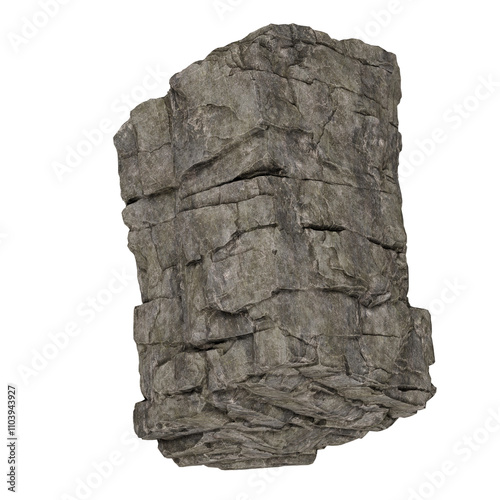 big rock stones isolated on transparent background, Realistic 3D render.