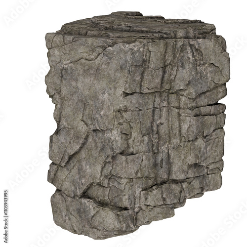 big rock stones isolated on transparent background, Realistic 3D render.