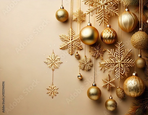 fond noel beige avec décorationsa