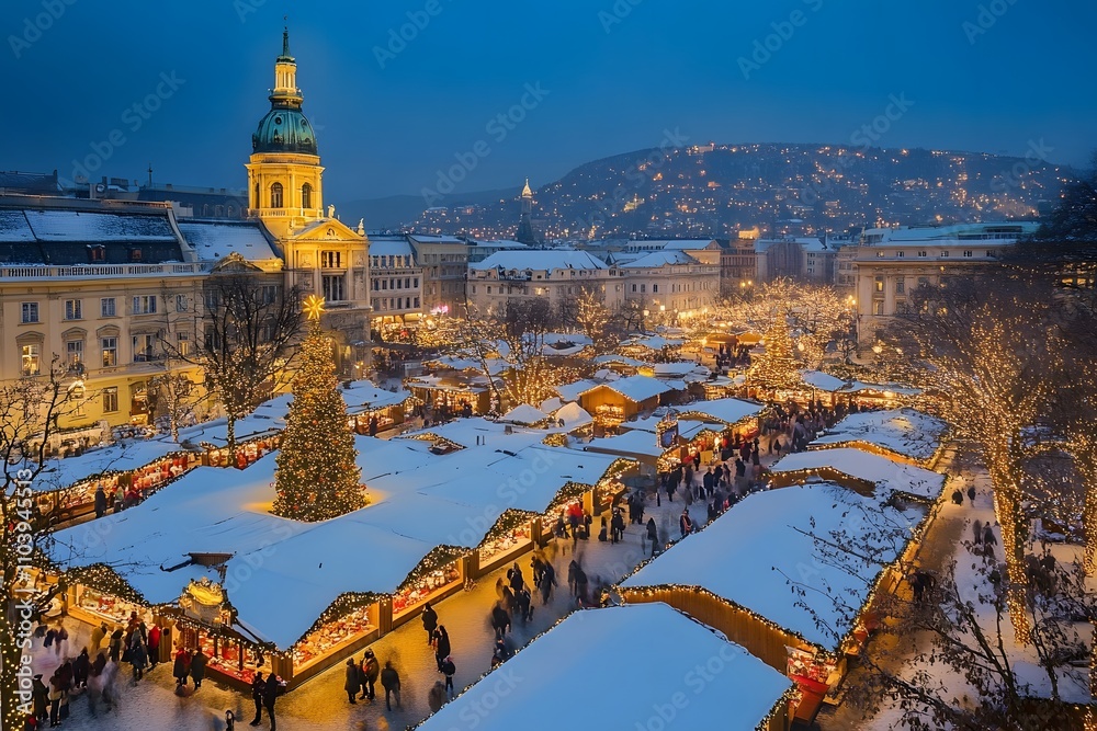 Obraz premium Snowy Christmas Market