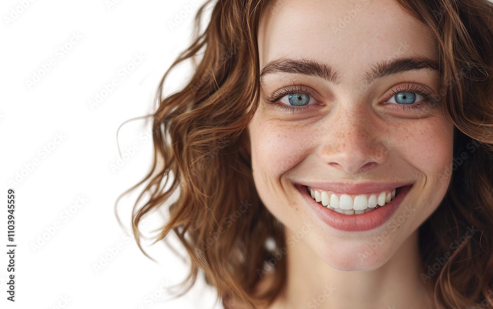 Radiant Smile with Sparkling, Joyful Eyes Isolated on Transparent Background PNG.