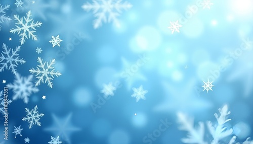 Winter Background with Snowflakes and Bokeh Effect