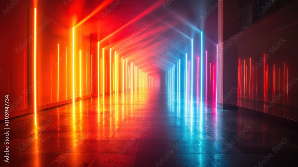 Vibrant Neon Lights Corridor Futuristic Glowing Tunnel Abstract Background Vibrant Neon Lights Corridor Futuristic Glowing Tunnel Abstract Background
