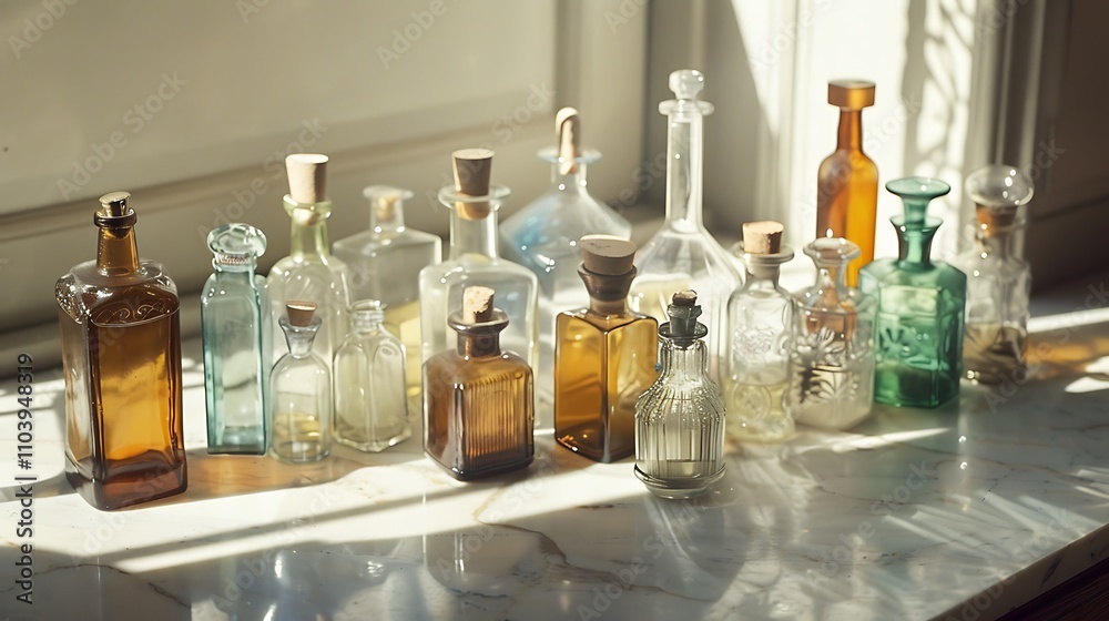 A collection of elegant perfume bottles arranged on a table, showcasing their luxurious designs and vibrant colors.
A collection of elegant perfume bottles arranged on a table, showcasing their luxurious designs and vibrant colors.